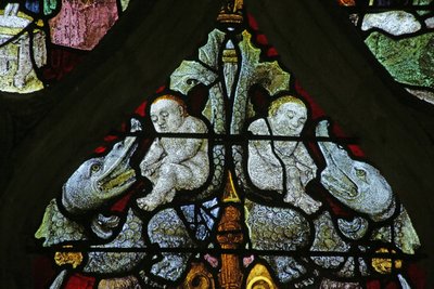 Window depicting grotesques by French School